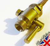 MOTORBIKE ROUND BRASS LEVER TYPE FUEL PETROL TAP 1/8'' x 1/4'' MADE IN ENGLAND