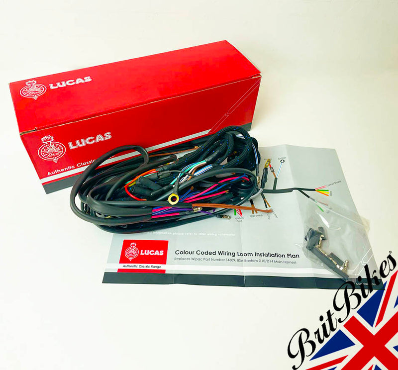 LUCAS MAIN WIRING HARNESS BSA BANTAM WIPAC S4609 D10 D14 D175 B175 (-'71)