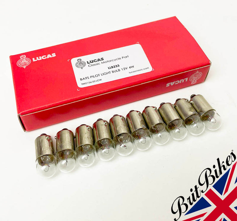 GENUINE LUCAS MOTORCYCLE PILOT LIGHT BULB 12V 4W BA9S LLB233T - CHOOSE QTY