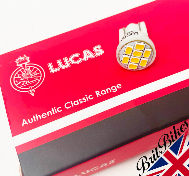 GENUINE LUCAS CLASSIC CAR MOTORCYCLE LED BULB 12V T10 WEDGE CAPLESS WARM WHITE