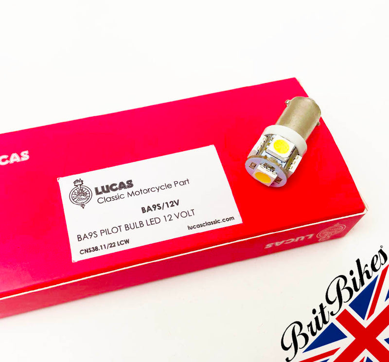 GENUINE LUCAS CLASSIC MOTORCYCLE LED INSTRUMENT PILOT BULB 12V BA9S BSA TRIUMPH