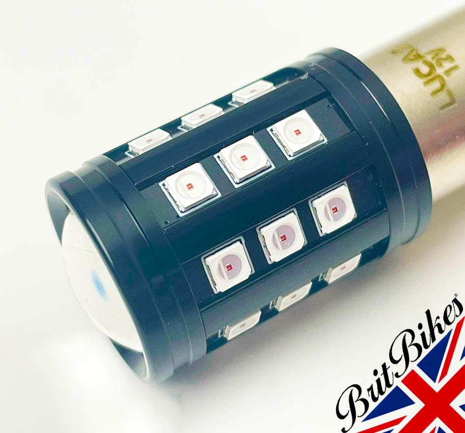 GENUINE LUCAS MOTORCYCLE L917 REAR LED STOP TAIL LIGHT BULB 12V WHITE RED