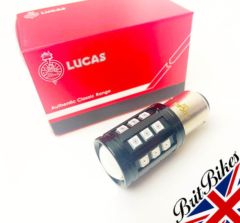 GENUINE LUCAS MOTORCYCLE L917 REAR LED STOP TAIL LIGHT BULB 12V WHITE RED