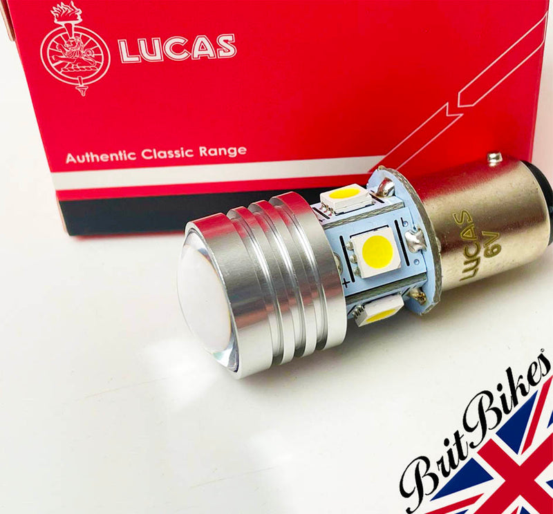 GENUINE LUCAS MOTORCYCLE LED STOP TAIL BULB 6V SBC BAY15D BSA NORTON TRIUMPH