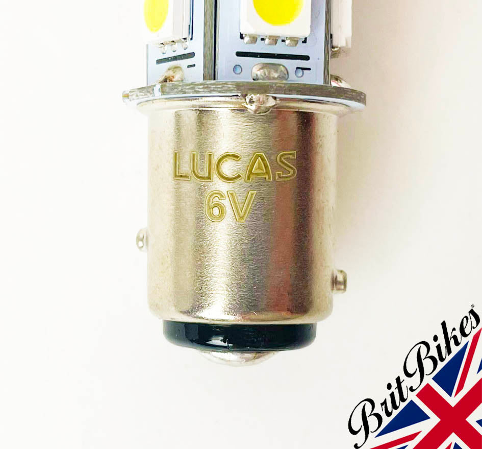 GENUINE LUCAS MOTORCYCLE LED STOP TAIL BULB 6V SBC BAY15D BSA NORTON TRIUMPH