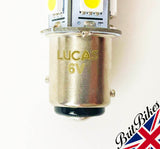 GENUINE LUCAS MOTORCYCLE LED STOP TAIL BULB 6V SBC BAY15D BSA NORTON TRIUMPH