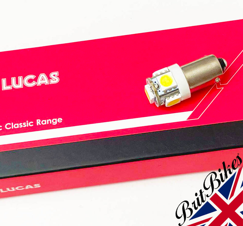 GENUINE LUCAS CLASSIC MOTORCYCLE LED INSTRUMENT PILOT BULB 6V BA9S BSA TRIUMPH