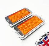PAIR OF AMBER OIL COOLER REFLECTORS - TRIUMPH T150 T160 TRIDENT 19-1338 19-1119