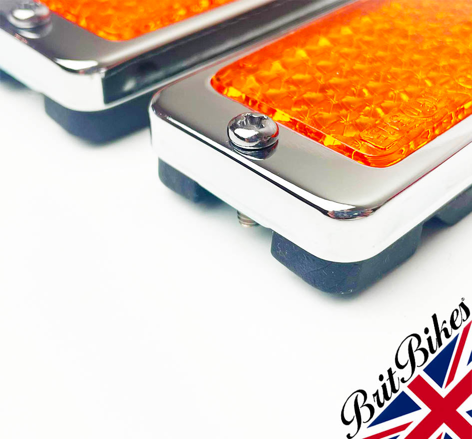 PAIR RER22 AMBER REFLECTORS TRIUMPH X75 BSA A75 ROCKET 3 B25 B50 - 57160 19-1338