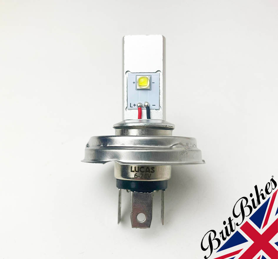 GENUINE LUCAS MOTORCYCLE CAR P45T LED HEADLIGHT BULB 6-24V DUAL POLARITY