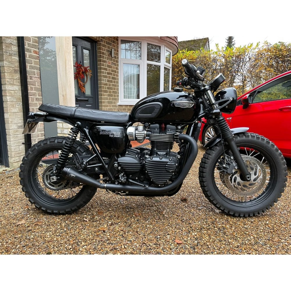 MOTONE SATURN V EXHAUST SILENCERS - TRIUMPH T100 T120 BONNEVILLE EURO 4 - BLACK