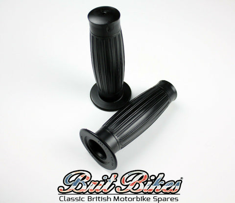 GENUINE BLACK BESTON MOTORBIKE HANDLEBAR GRIPS 7/8" - BSA, NORTON & TRIUMPH OEM