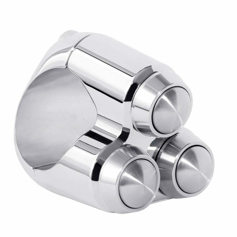 Motone Triple Micro Switch Motorbike Button Housing - 22mm 7/8" Handlebar Chrome