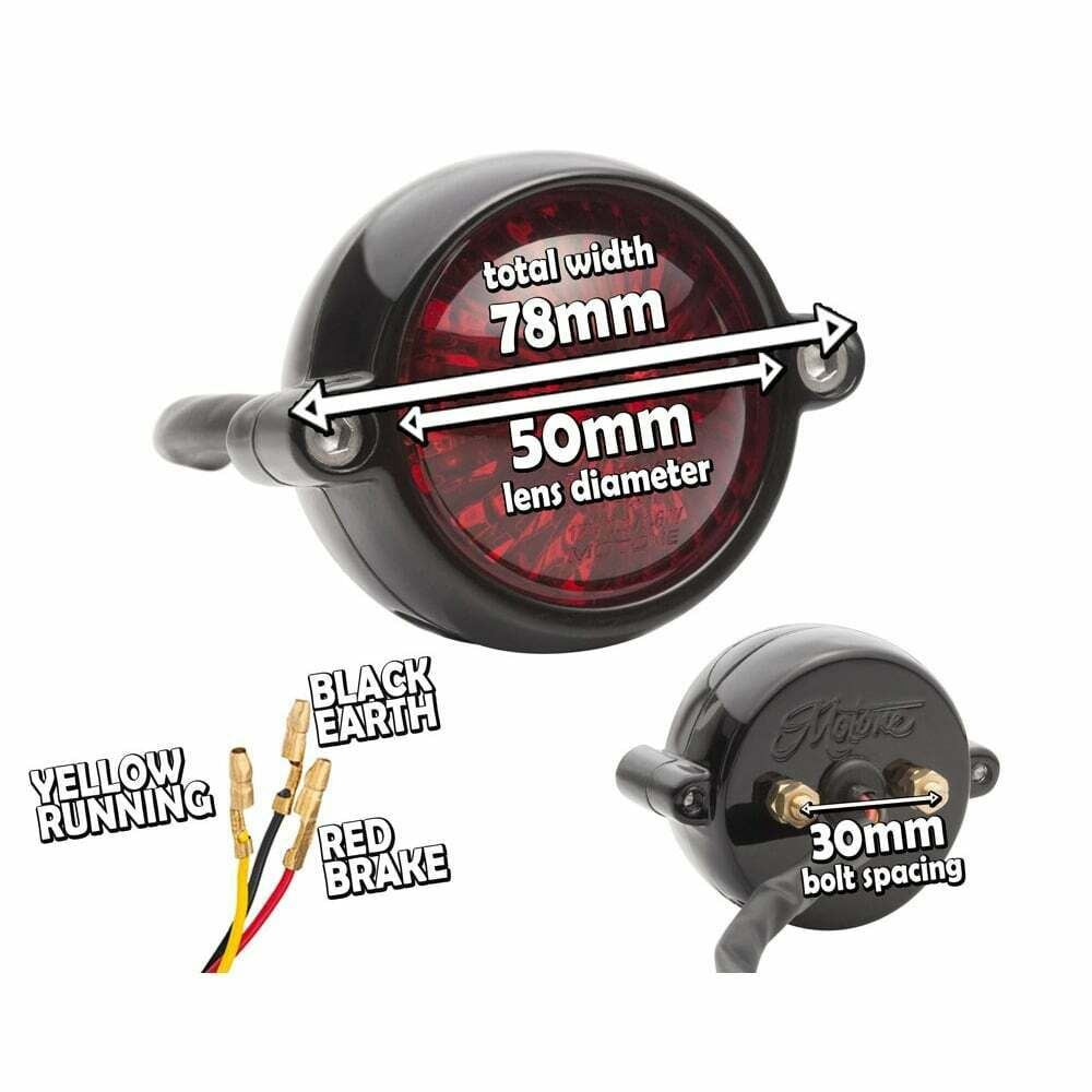 MOTONE ELDORADO TAIL LIGHT LED BLACK & MOUNT - CAFE RACER HOT ROD BOBBER CUSTOM