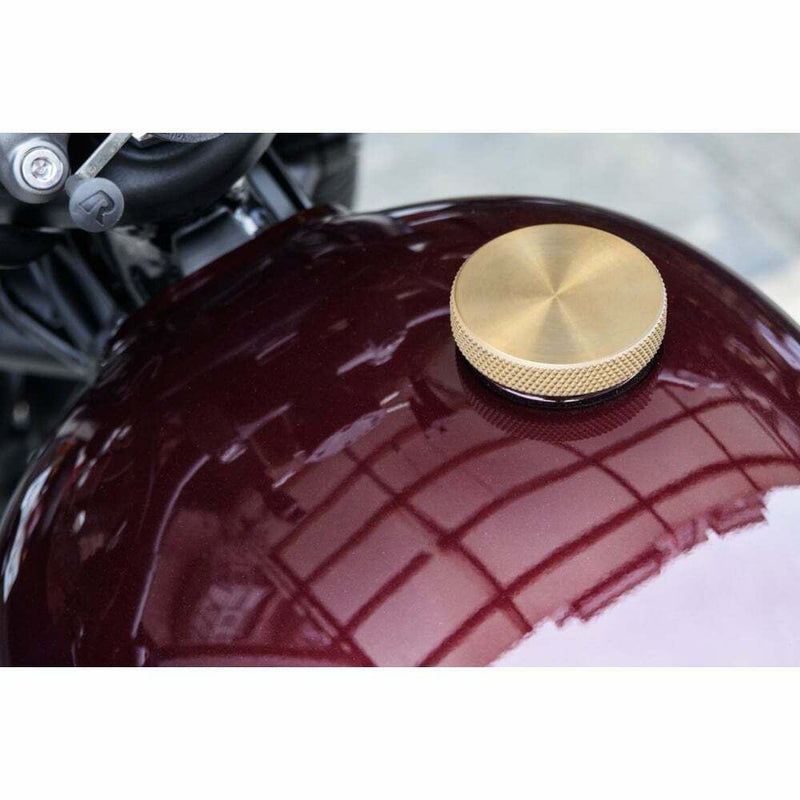 MOTONE CUSTOM FUEL PETROL GAS CAP BILLET BRASS ALUMINIUM SATIN - TRIUMPH HARLEY
