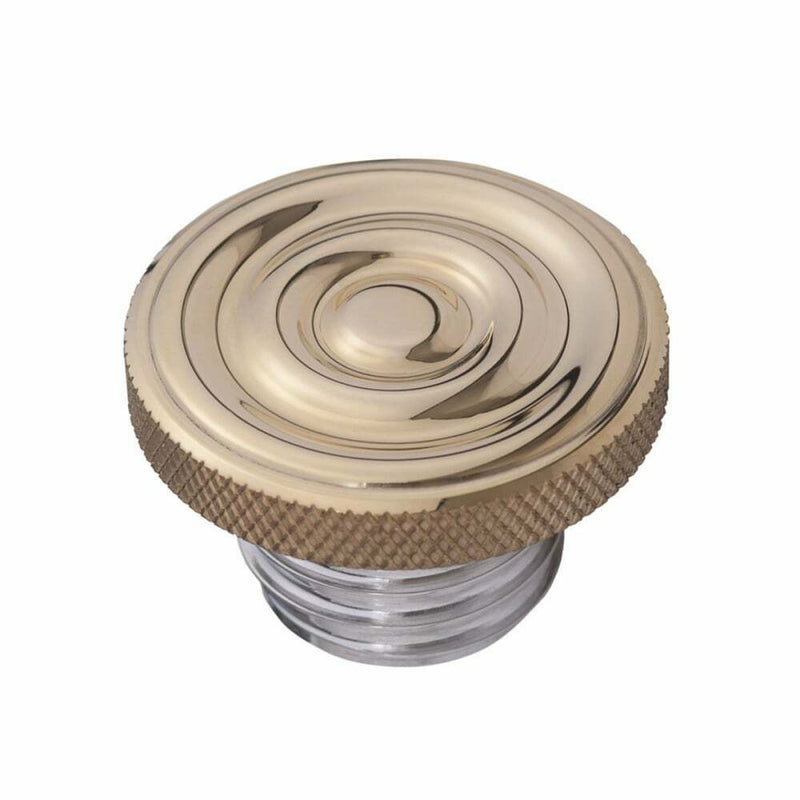 MOTONE CUSTOM FUEL GAS CAP - BRASS RIPPLED TOP ALUMINIUM THREAD - TRIUMPH HARLEY