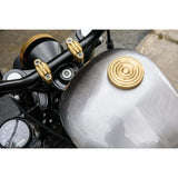 MOTONE CUSTOM FUEL GAS CAP - BRASS RIPPLED TOP ALUMINIUM THREAD - TRIUMPH HARLEY