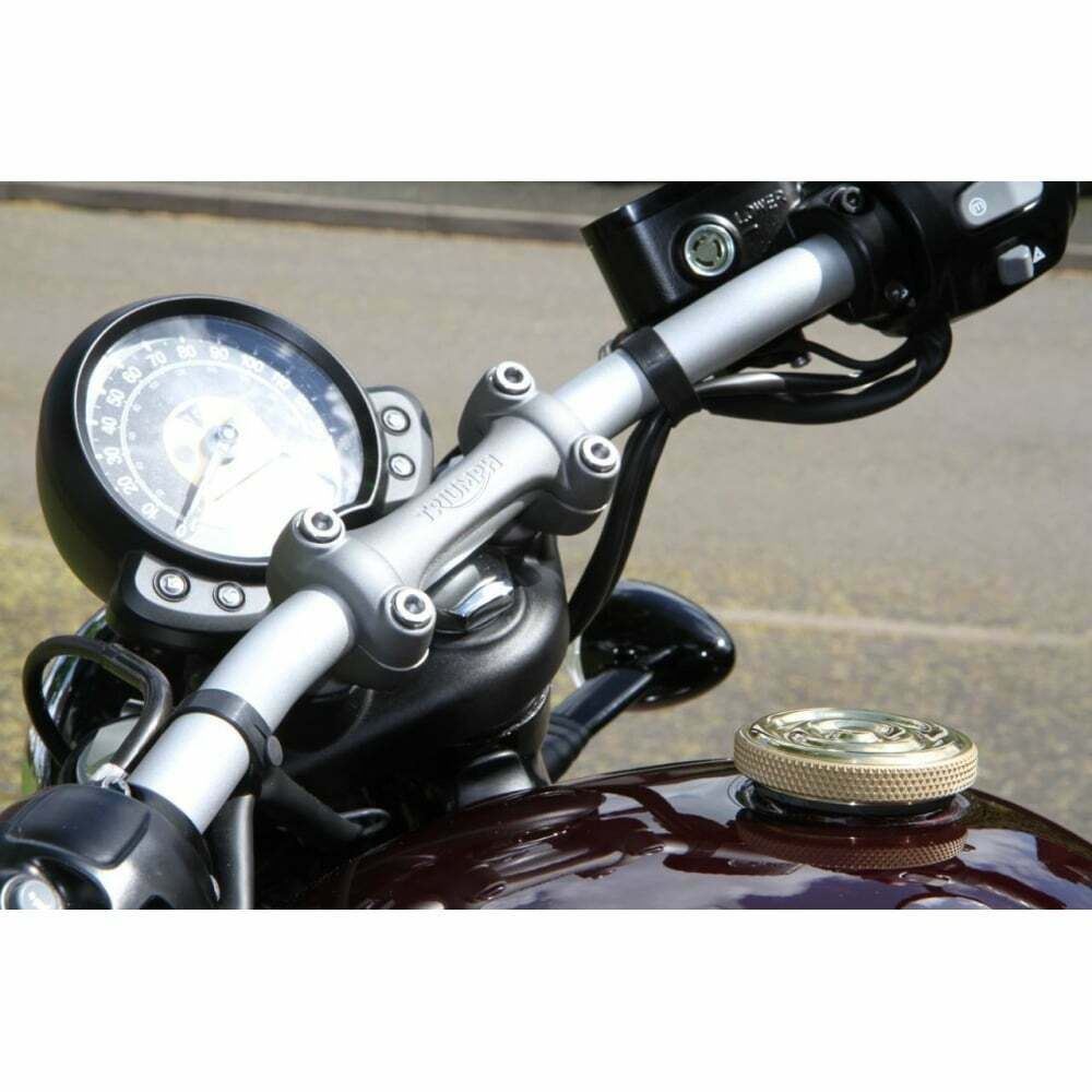 MOTONE CUSTOM FUEL GAS CAP - BRASS RIPPLED TOP ALUMINIUM THREAD - TRIUMPH HARLEY
