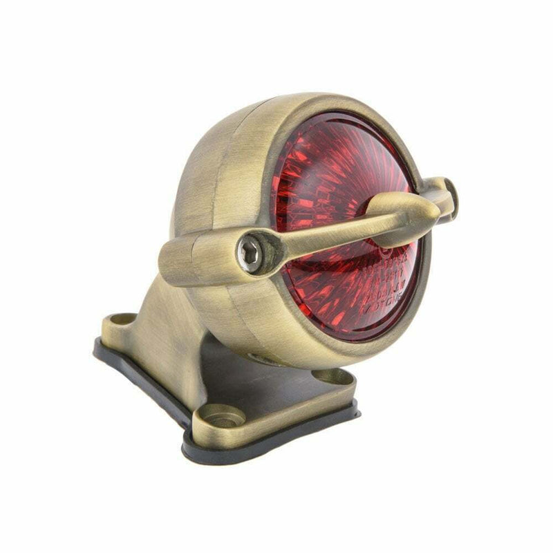 Motone Brass Bel Air Tail Light LED & Mount Custom Cafe Racer, Hot Rod, Bobber
