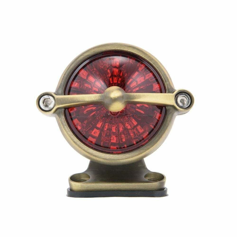 Motone Brass Bel Air Tail Light LED & Mount Custom Cafe Racer, Hot Rod, Bobber