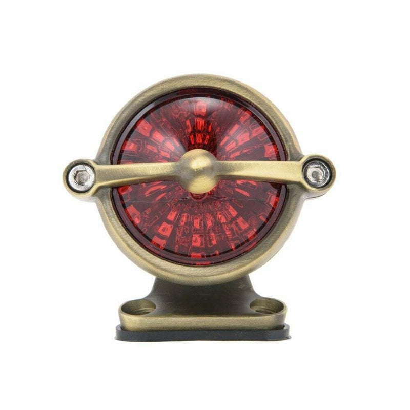 Motone Brass Bel Air Tail Light LED & Mount Custom Cafe Racer, Hot Rod, Bobber