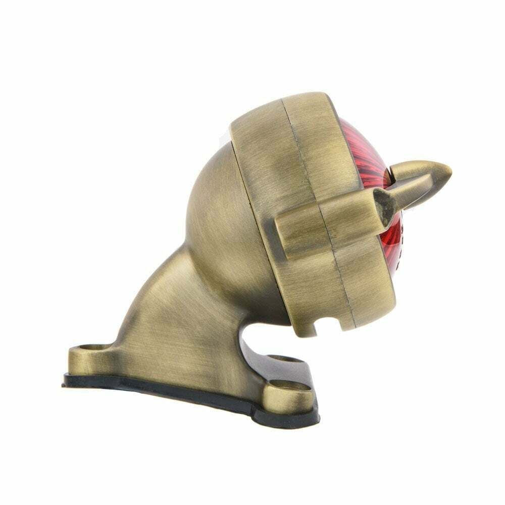 Motone Brass Bel Air Tail Light LED & Mount Custom Cafe Racer, Hot Rod, Bobber