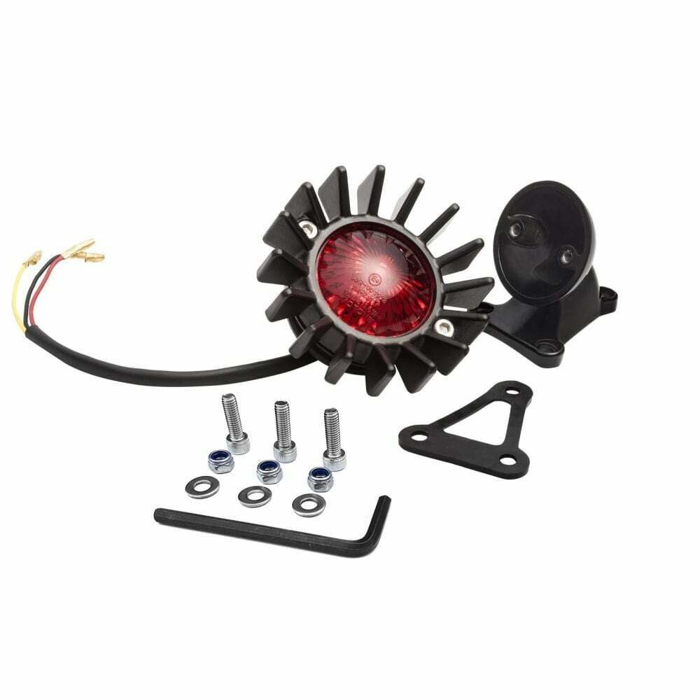 MOTONE BIG FIN LED TAIL LIGHT + MOUNT KIT BLACK MOTORBIKE CAFE BOBBER CUSTOM