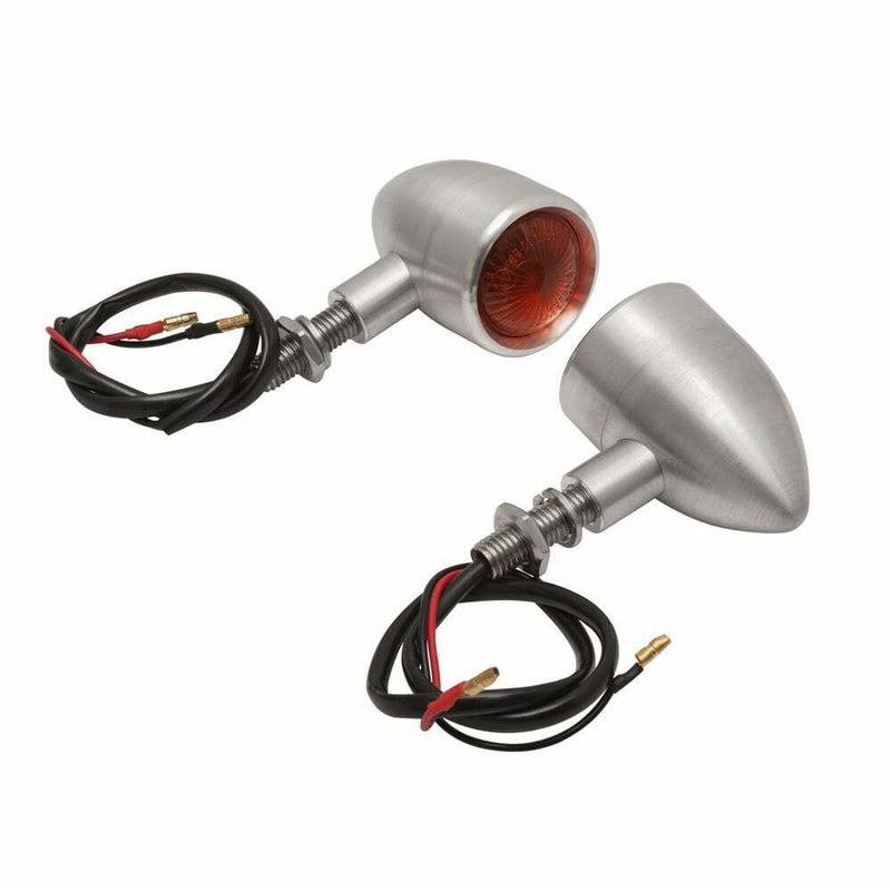 MOTONE CUSTOM BILLET MOTORBIKE INDICATOR TURN SIGNALS PAIR - BRUSHED ALUMINIUM