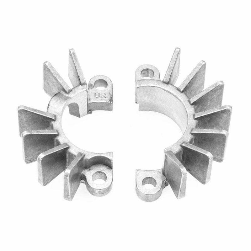 Motone Finned Exhaust Clamps x2 TRIUMPH BONNEVILLE T100 T120 BOBBER STREET TWIN
