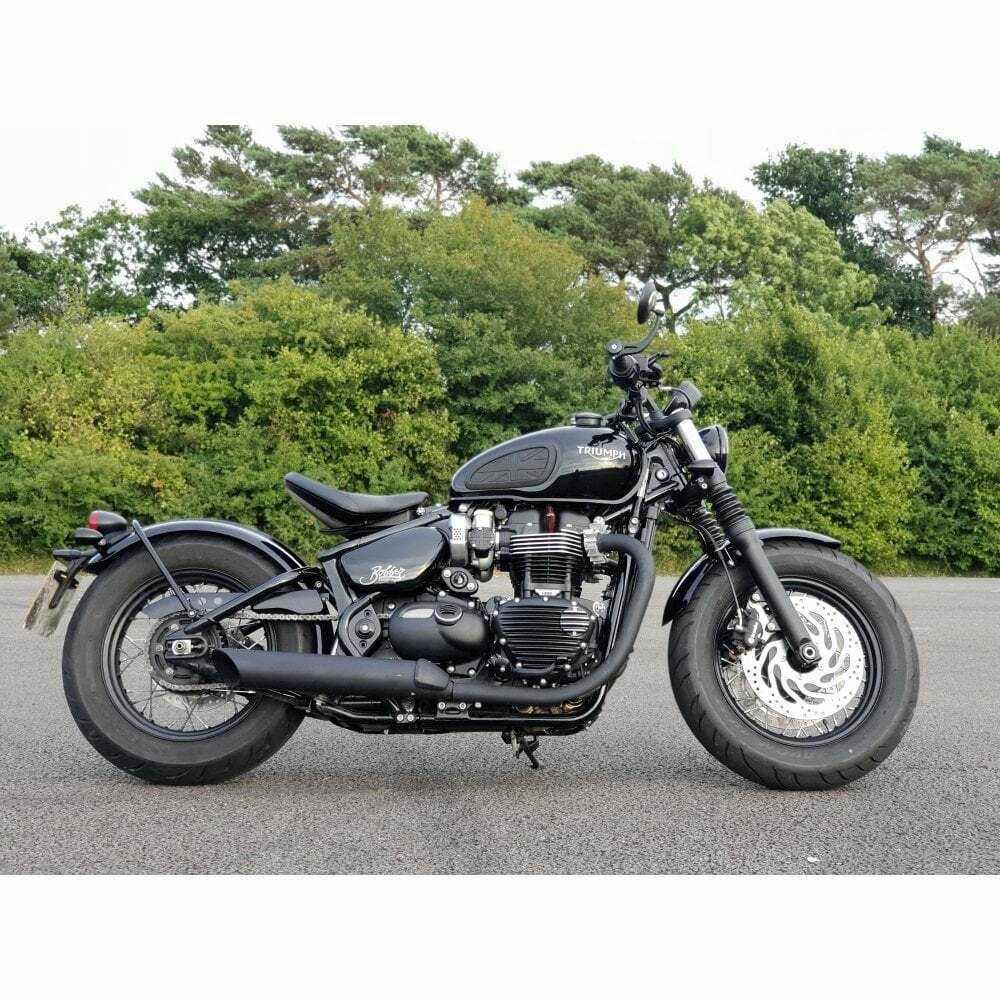 Motone Finned Exhaust Clamps x2 TRIUMPH BONNEVILLE T100 T120 BOBBER STREET TWIN