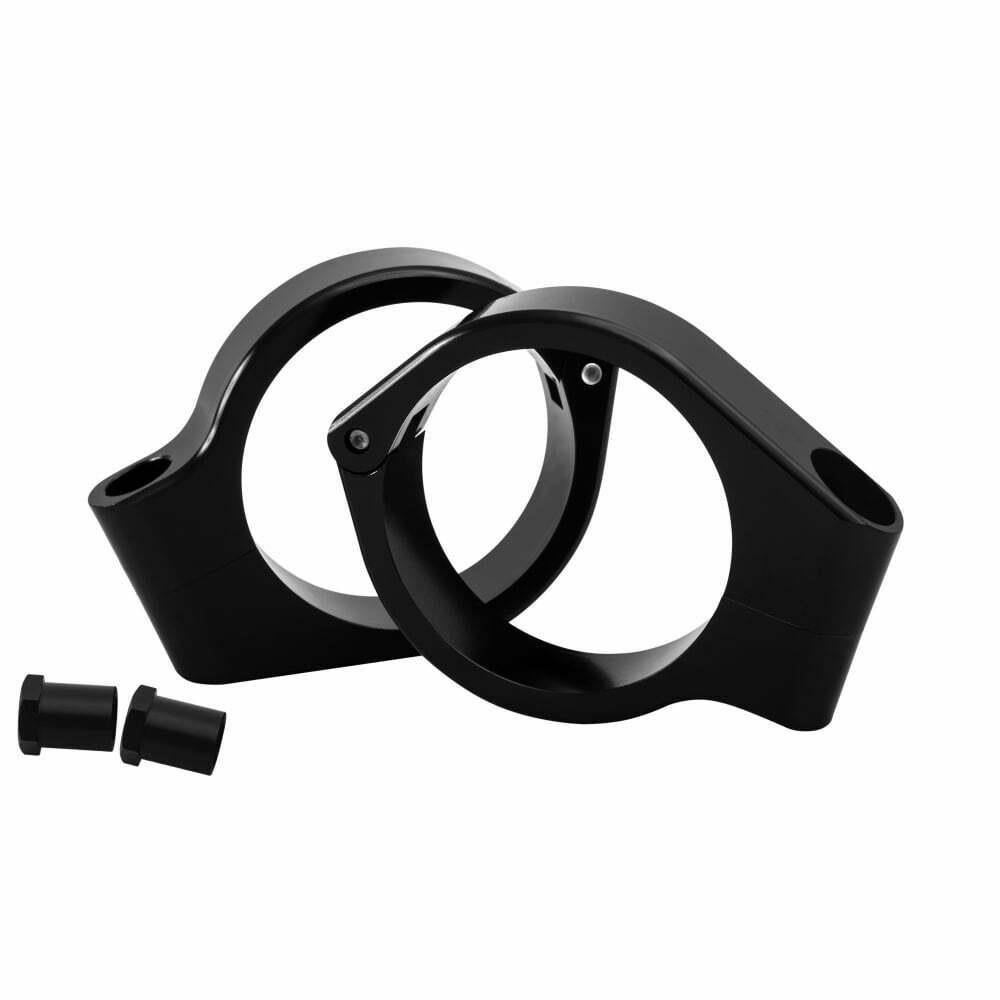 Motone Black Wrap-Around Fork Indicator Turn Signal Bracket Clamps Pair 49mm