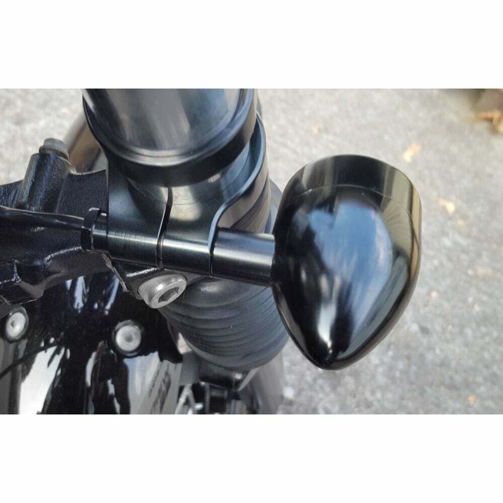 Motone Black Wrap-Around Fork Indicator Turn Signal Bracket Clamps Pair 49mm