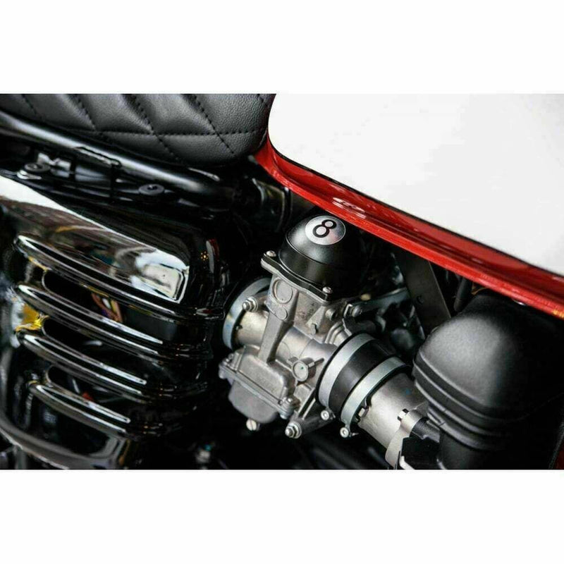 Motone EFI Carb Tops Contrast Cut 8 Ball Black TRIUMPH BONNEVILLE T100 THRUXTON