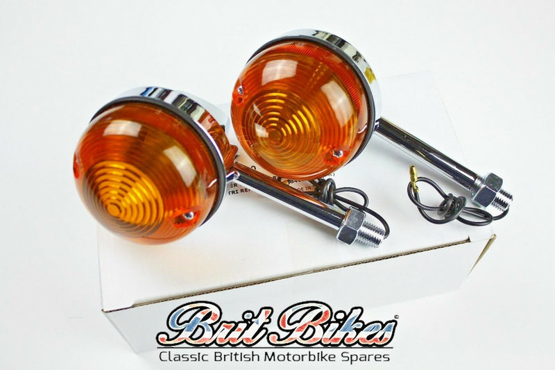 PAIR OF LUCAS STYLE 3" SHORT STEM INDICATORS TRIUMPH BSA NORTON 54057553, L874