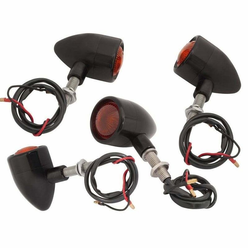 Motone Custom Billet Motorbike Indicator Turn Signals - Set of 4 - Black