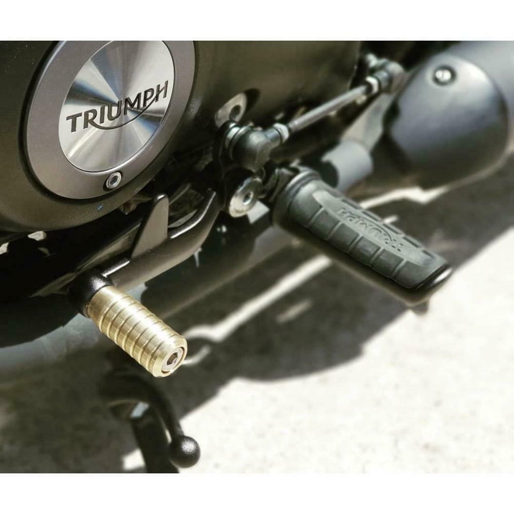 MOTONE CUSTOM CNC GEAR SHIFTER LEVER END PEG - RIBBED BRASS - TRIUMPH BONNEVILLE