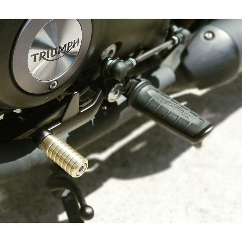 MOTONE CUSTOM CNC GEAR SHIFTER LEVER END PEG - RIBBED BRASS - TRIUMPH BONNEVILLE