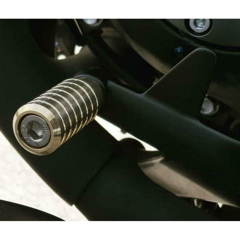 MOTONE CUSTOM CNC GEAR SHIFTER LEVER END PEG - RIBBED BRASS - TRIUMPH BONNEVILLE