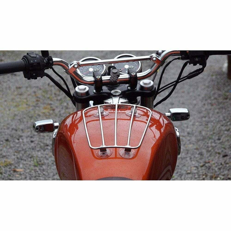 MOTONE AERO UNIVERSAL PARCEL PETROL TANK RACK - POLISHED TRIUMPH HARLEY BOBBER