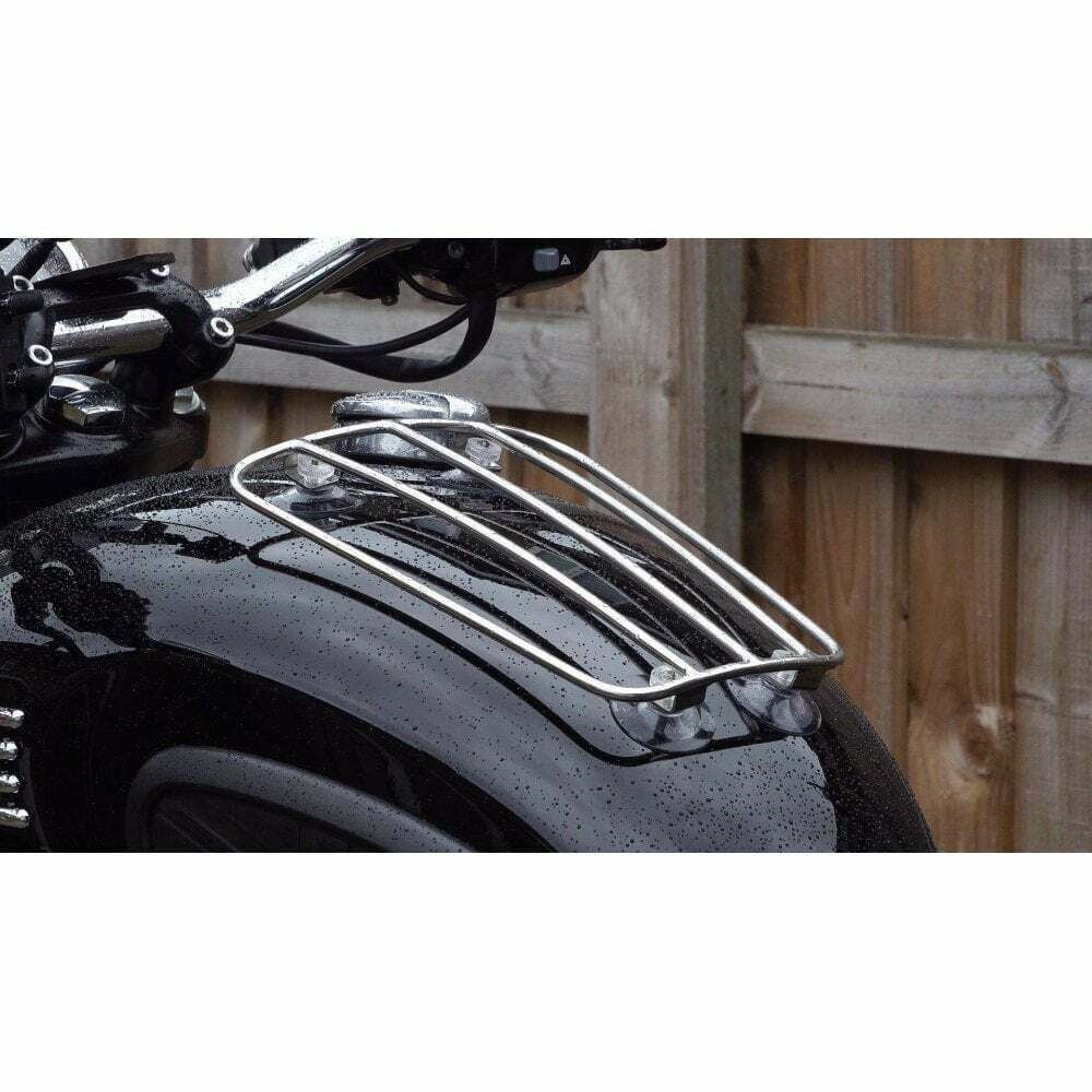 MOTONE AERO UNIVERSAL PARCEL PETROL TANK RACK - POLISHED TRIUMPH HARLEY BOBBER