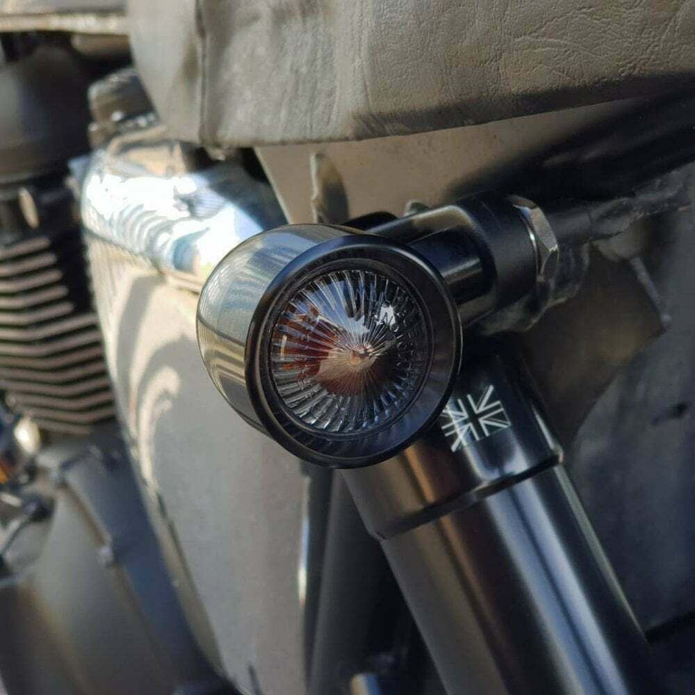 MOTONE TRILINE INDICATOR SIGNAL BRACKETS SHOCK MOUNT - BLACK TRIUMPH UNIVERSAL