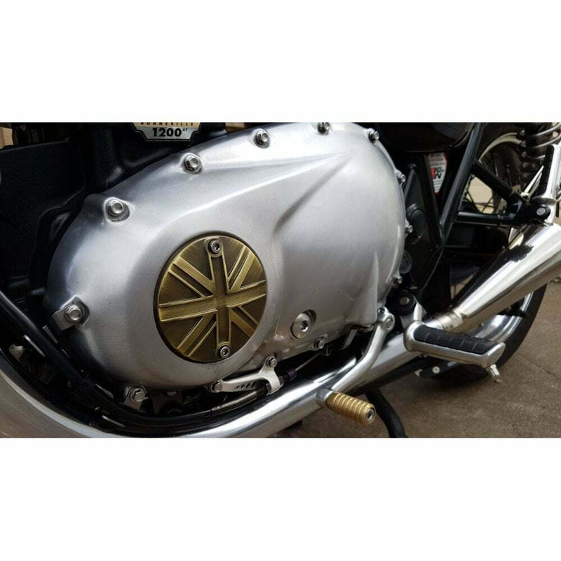 Motone Triumph Bonneville Clutch Badge - Union Jack - Brass Finish