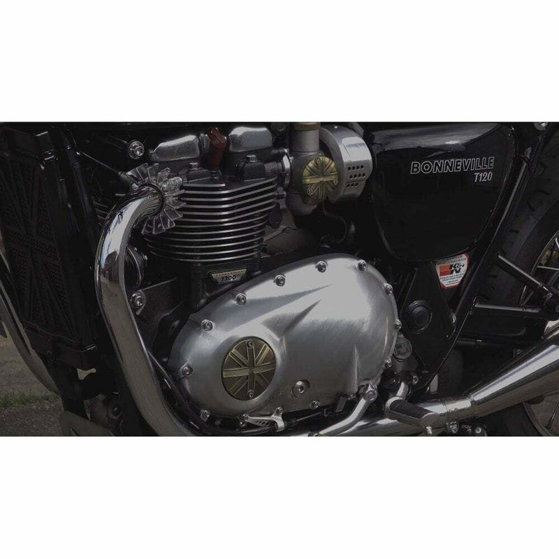 Motone Triumph Bonneville Clutch Badge - Union Jack - Brass Finish