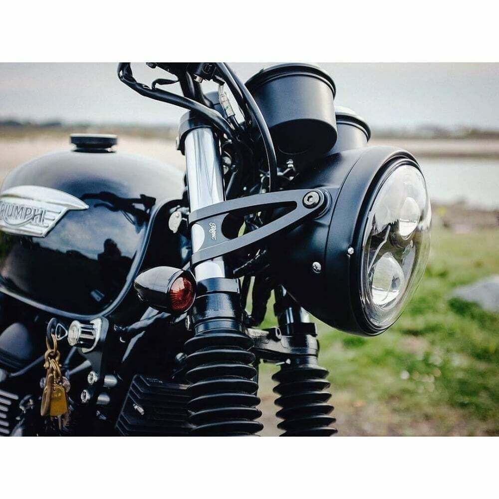 MOTONE CUSTOM HEADLIGHT BRACKETS 41MM - BLACK - TRIUMPH BONNEVILLE BOBBER ETC