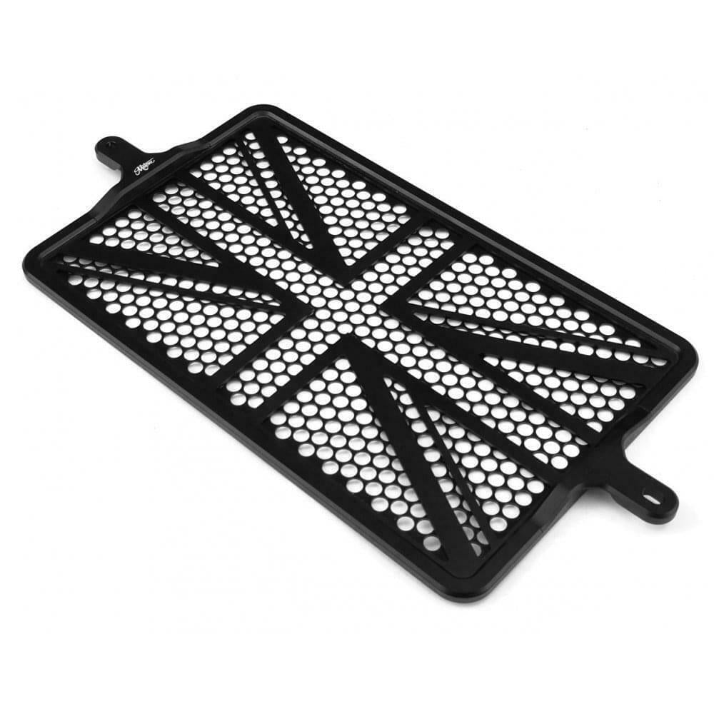 MOTONE TRIUMPH BONNEVILLE BILLET RADIATOR GUARD KIT - UNION JACK - BLACK