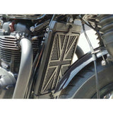 MOTONE TRIUMPH BONNEVILLE BILLET RADIATOR GUARD KIT - UNION JACK - BLACK