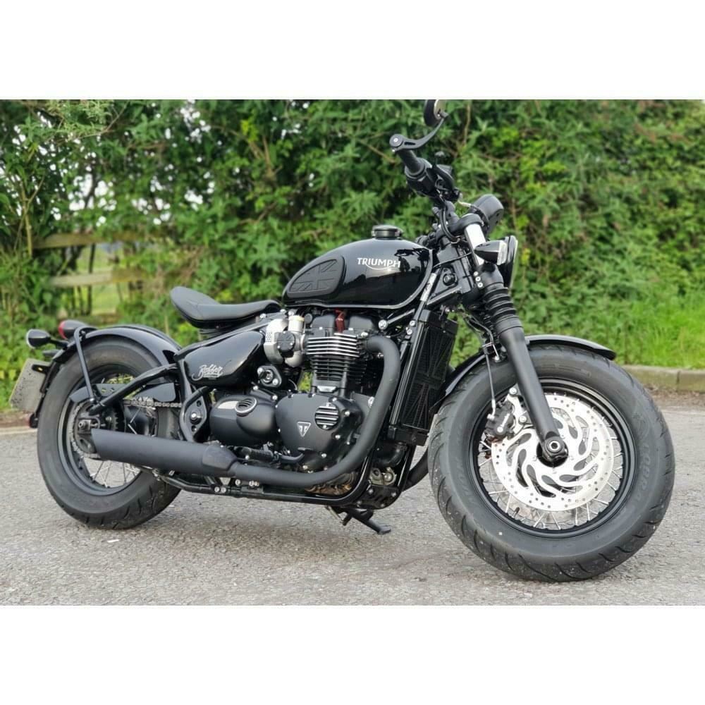 MOTONE TRIUMPH BONNEVILLE BILLET RADIATOR GUARD KIT - UNION JACK - BLACK