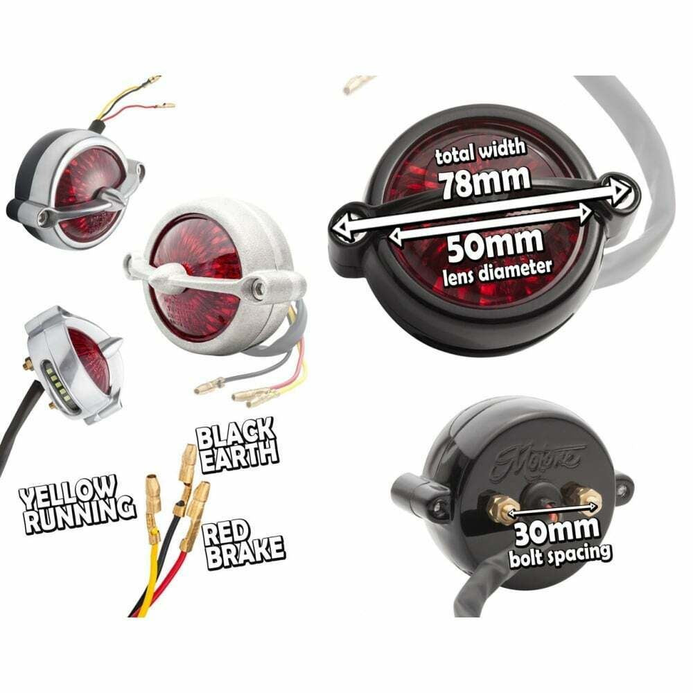 MOTONE POLISHED BEL AIR TAIL LIGHT LED & MOUNT CUSTOM CAFE RACER HOT ROD BOBBER