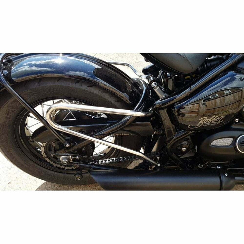 Motone Triumph Bobber Black, Speedmaster Pannier Luggage Rails Polished