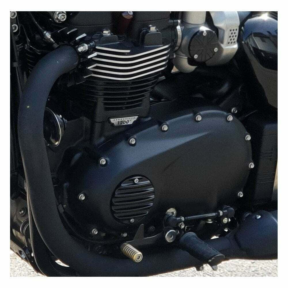 MOTONE CLUTCH ENGINE COVER RIBBED BLACK TRIUMPH BONNEVILLE BOBBER SPEED TWIN ETC
